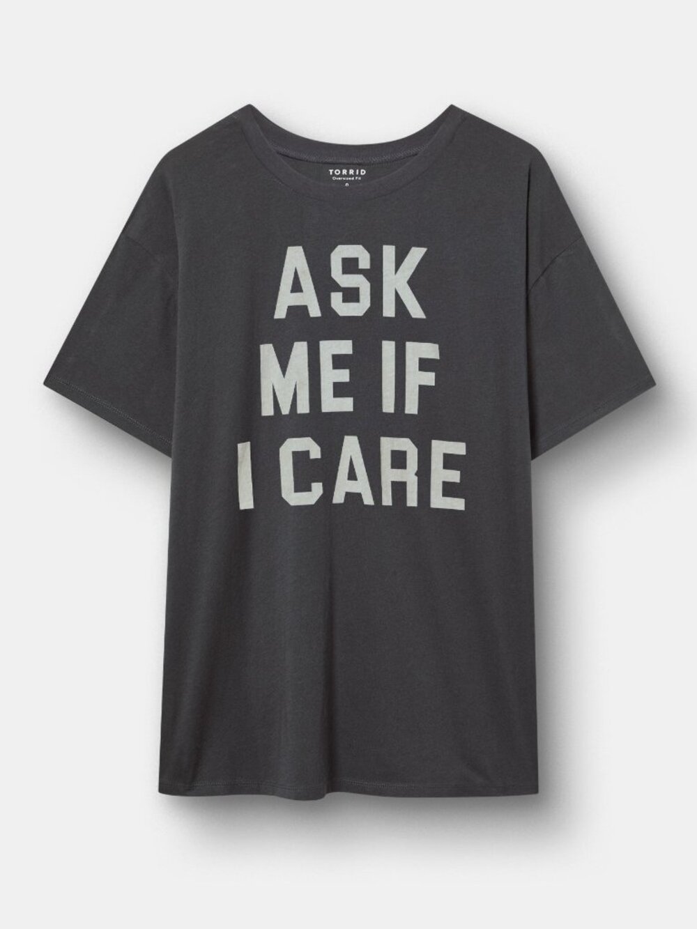 NWT Torrid Relaxed Heritage Jersey Crew Tee Ask me if i care obsidian Size 1